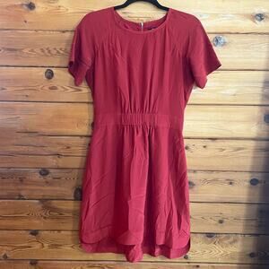Madewell Silk Cinch Waist Red Dress Size 6